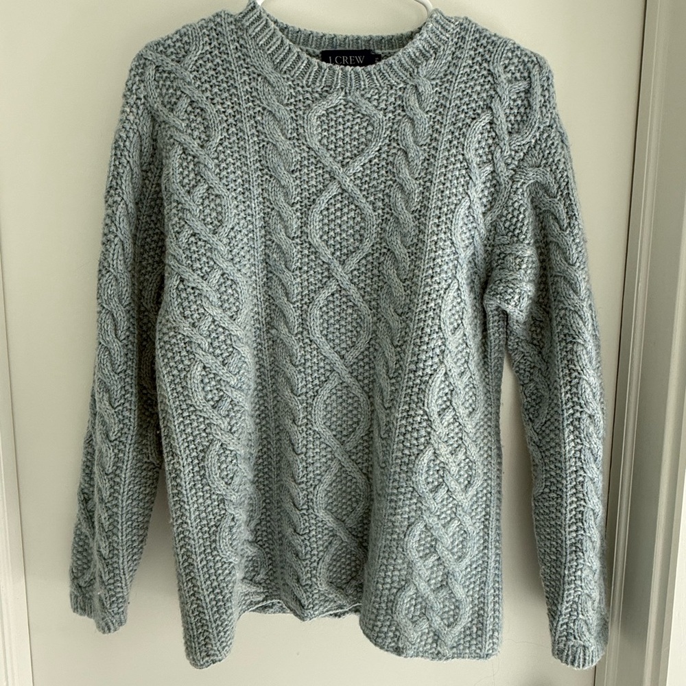 J.Crew vintage 90s Pale Blue Cable Knit Sweater